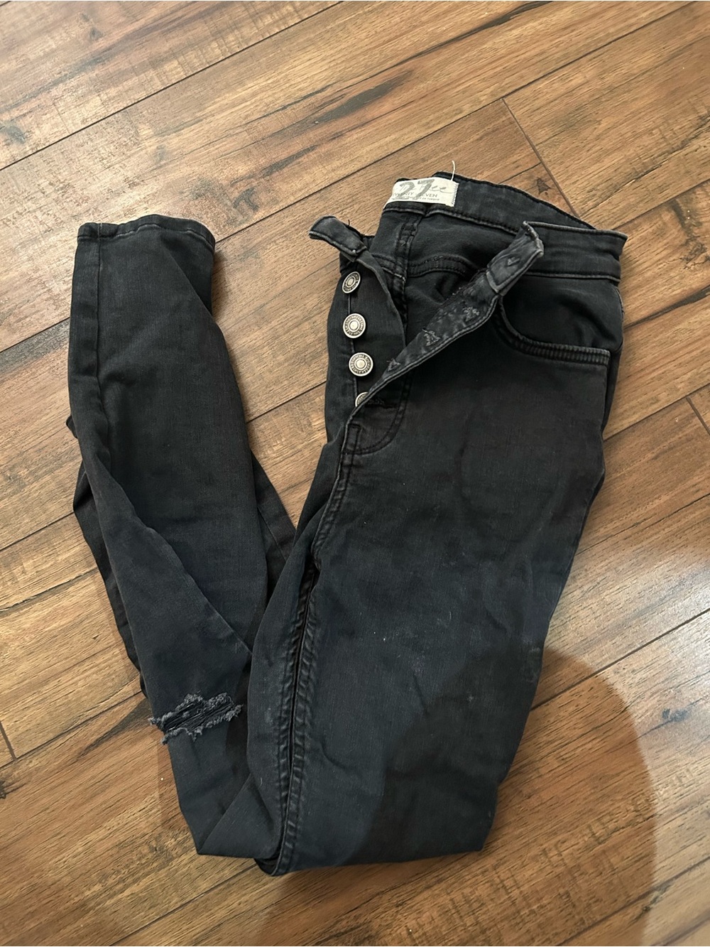 We The Free Skinny Black Button-Fly Jeans